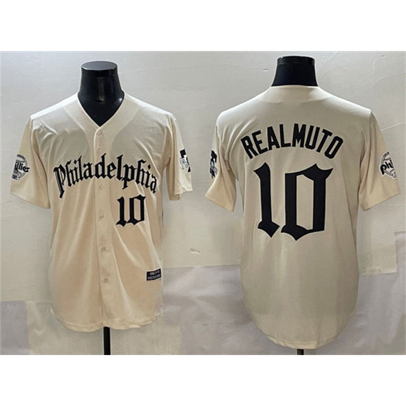 Philadelphia Phillies #10 J.T. Realmuto Cream MWATKINS Gothic Vapor Limited Stitched Jersey