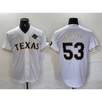 Texas Rangers #53 Adolis Garcia White Gold MWATKINS Cool Base Stitched Jersey