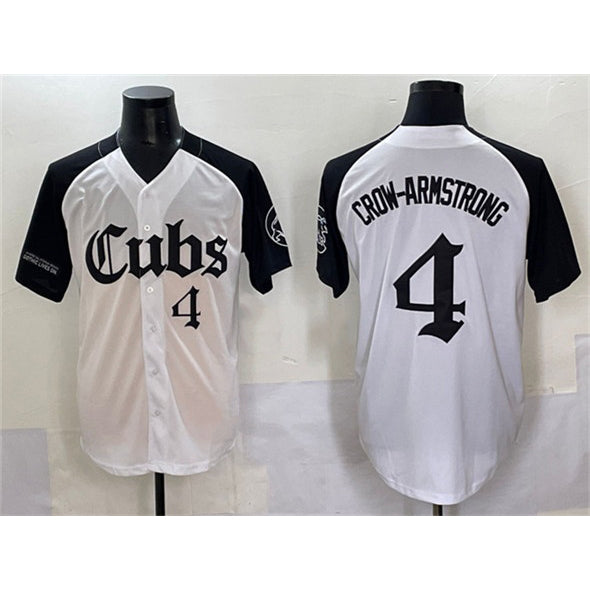Chicago Cubs #4 Pete Crow-Armstrong White MWATKINS Black 'Gothic North Side Edition' Vapor Premier Limited Stitched Jersey