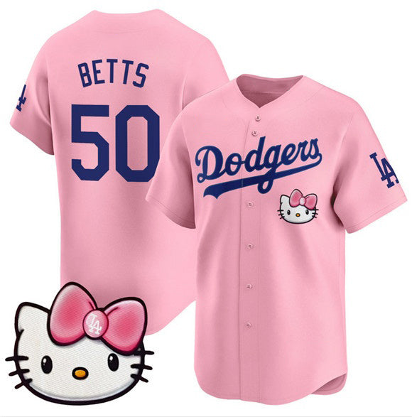 Los Angeles Dodgers #50 Mookie Betts Pink MWATKINS 2025 Hello Kitty Vapor Limited Stitched Jersey