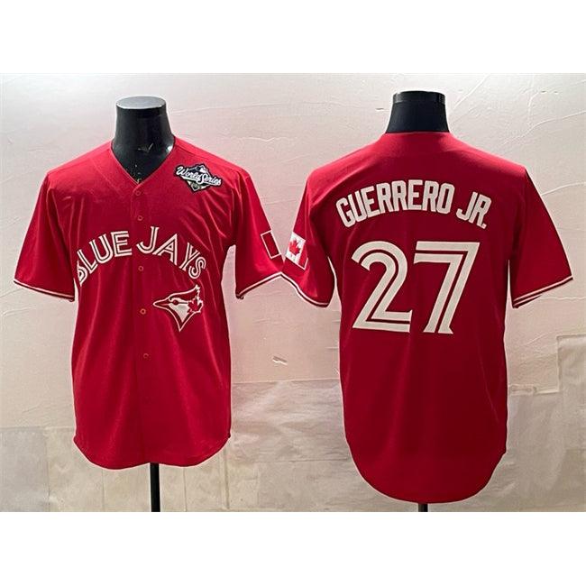 Toronto Blue Jays #27 Vladimir Guerrero Jr. Red MWATKINS 2025 World Series Cool Base Stitched Jersey