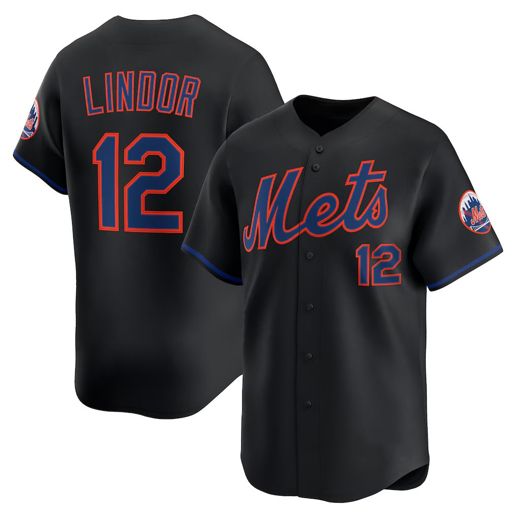 New York Mets #12 Francisco Lindor Black MWATKINS Alternate Limited Jersey