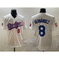 Los Angeles Dodgers #8 Enrique Hernandez White MWATKINS With American Flag Patch Limited Stitched Jersey