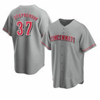 Cincinnati Reds #37 Tyler Stephenson Grey MWATKINS Cool Base Jersey