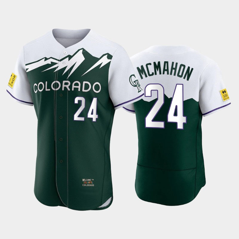 Colorado Rockies #24 Ryan McMahon 2022 Green MWATKINS City Connect Flex Base Stitched Jersey