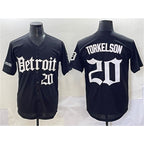 Detroit Tigers #20 Spencer Torkelson Black MWATKINS 'Motor Gothic Edition' Vapor Premier Limited Stitched Jersey