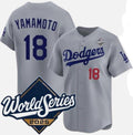 Los Angeles Dodgers #18 Yoshinobu Yamamoto Gray MWATKINS 2025 World Series Limited Stitched Jersey