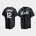 New York Mets #12 Francisco Lindor Black MWATKINS Cool Base Stitched Jersey