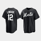 New York Mets #12 Francisco Lindor Black MWATKINS Cool Base Stitched Jersey