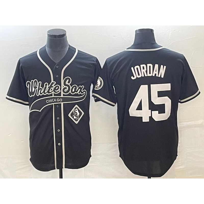 Chicago White Sox #45 Michael Jordan Black MWATKINS Cool Base Stitched Jersey