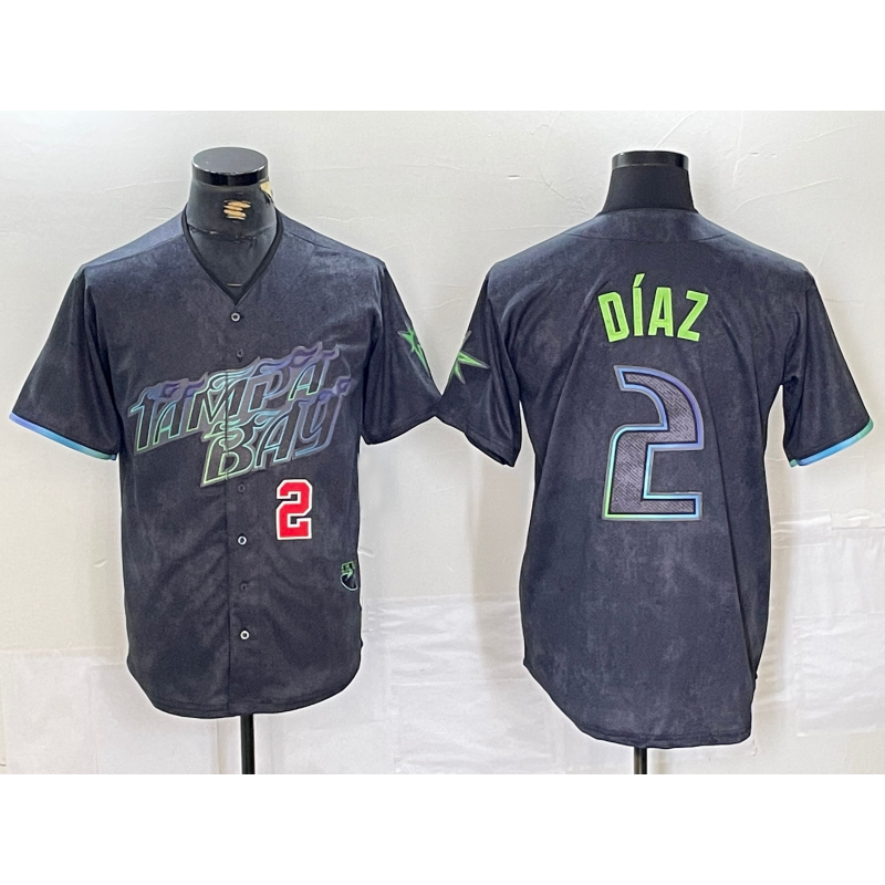 Tampa Bay Rays #2 Yandy Diaz Number Charcoal MWATKINS 2024 City Connect Limited Stitched Jerseys