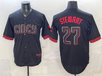 Cincinnati Reds #27 Sal Stewart Black MWATKINS City Connect Cool Base Stitched Jersey