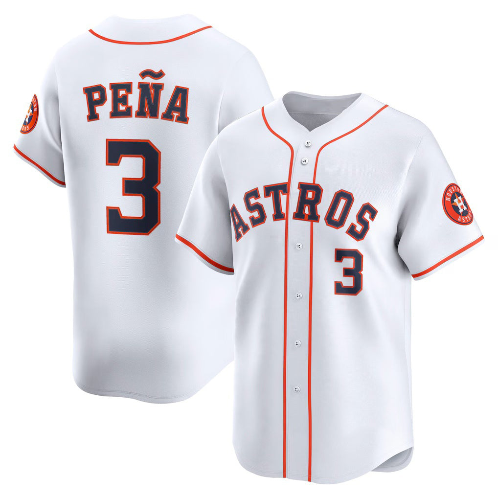 Houston Astros #3 Jeremy Pe?a White MWATKINS Home Limited Player Jersey