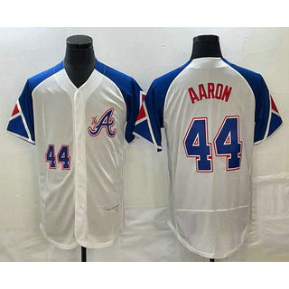 Atlanta Braves #44 Hank Aaron Number White MWATKINS 2023 City Connect Flex Base Stitched Jersey