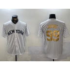 New York Yankees #99 Aaron Judge White MWATKINS Pinstripe Fashion Cool Base Jersey 2
