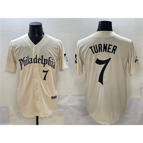 Philadelphia Phillies #7 Trea Turner Cream MWATKINS Gothic Vapor Limited Stitched Jersey