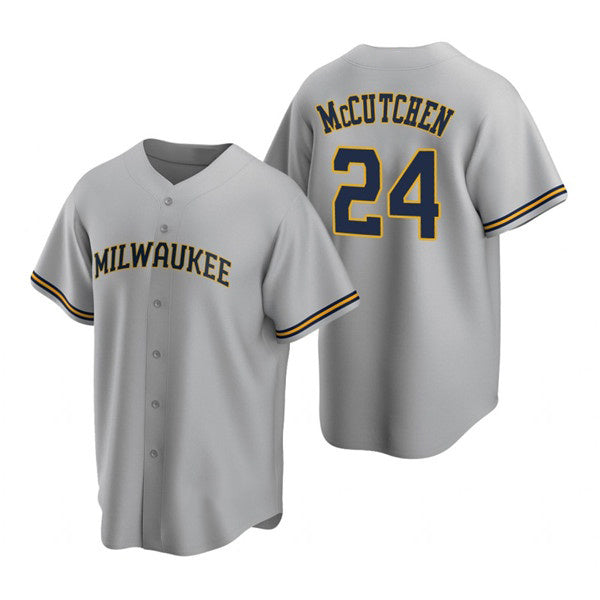 Milwaukee Brewers #24 Andrew McCutchen Gray MWATKINS Cool Base Stitched Jersey