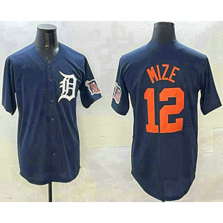 Detroit Tigers #12 Casey Mize Navy MWATKINS Alternate With Patch Cool Base Stitched Jersey
