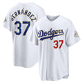 Los Angeles Dodgers #37 Teoscar Hern¨¢ndez White MWATKINS 2026 Gold Collection Stadium Jersey