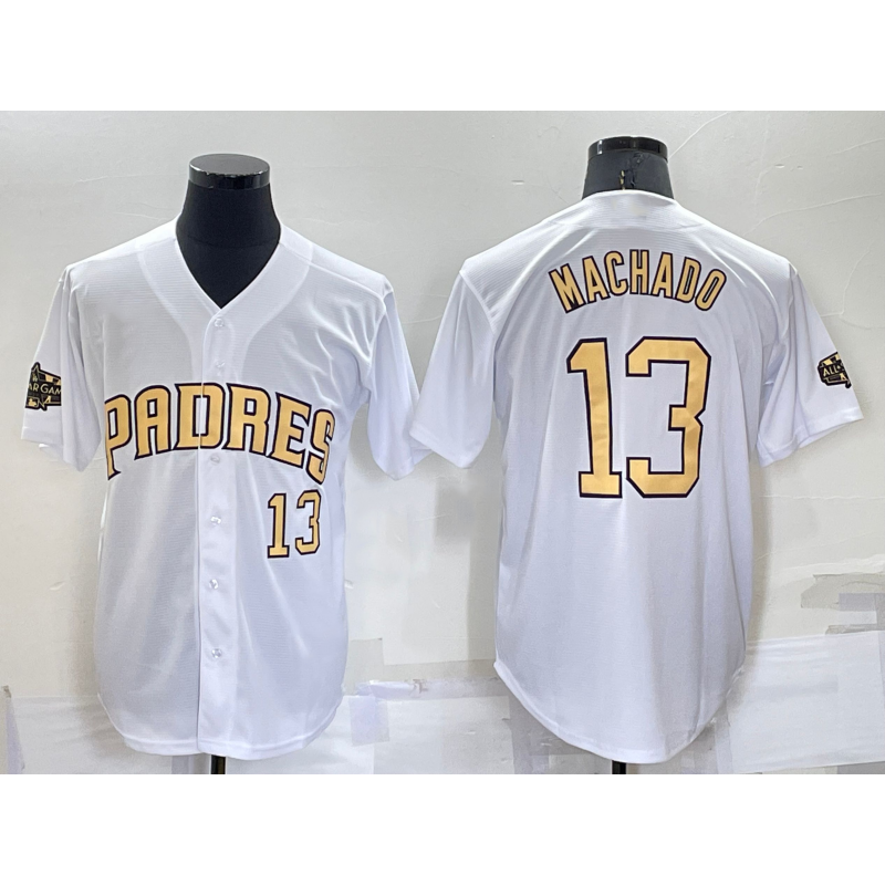 San Diego Padres #13 Manny Machado Number White MWATKINS 2022 All Star Stitched Cool Base Jersey