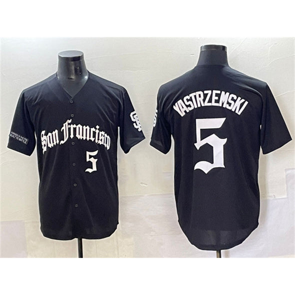 San Francisco Giants #5 Mike Yastrzemski Black MWATKINS 'Gothic Fog Edition' Vapor Premier Limited Stitched Jersey