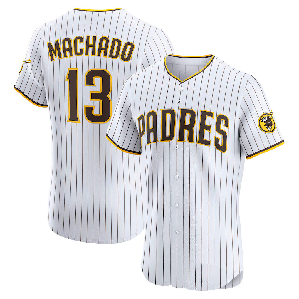 San Diego Padres #13 Manny Machado White MWATKINS Home Elite Player Jersey