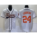 Detroit Tigers #24 Miguel Cabrera White MWATKINS Cool Base Stitched Jersey