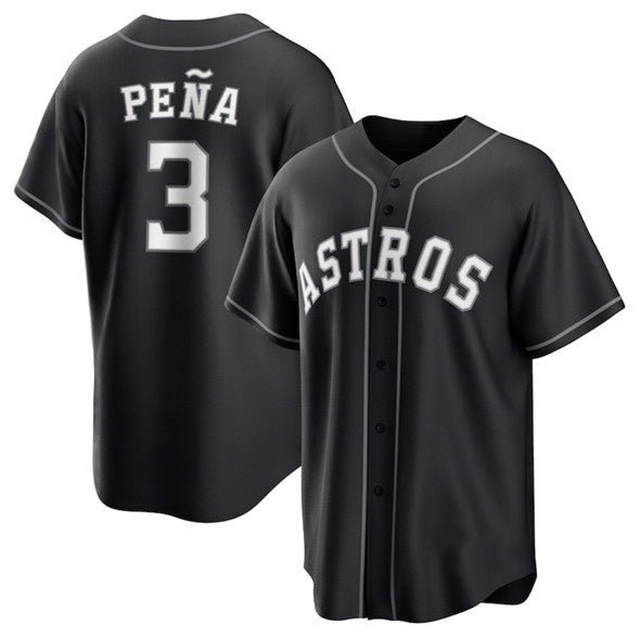 Houston Astros #3 Jeremy Pena Black MWATKINS Lights Out Limited Stitched Jersey