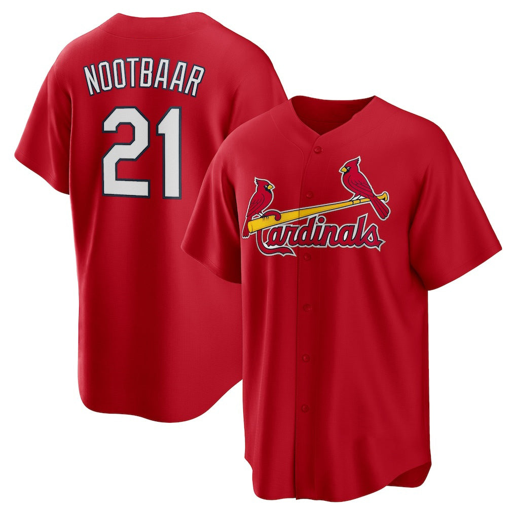 St. Louis Cardinals #21 Lars Nootbaar Red MWATKINS Big & Tall Alternate Replica Player Jersey
