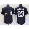 San Diego Padres #23 Fernando Tatis Jr Number Black MWATKINS 2023 Cool Base Stitched Jersey