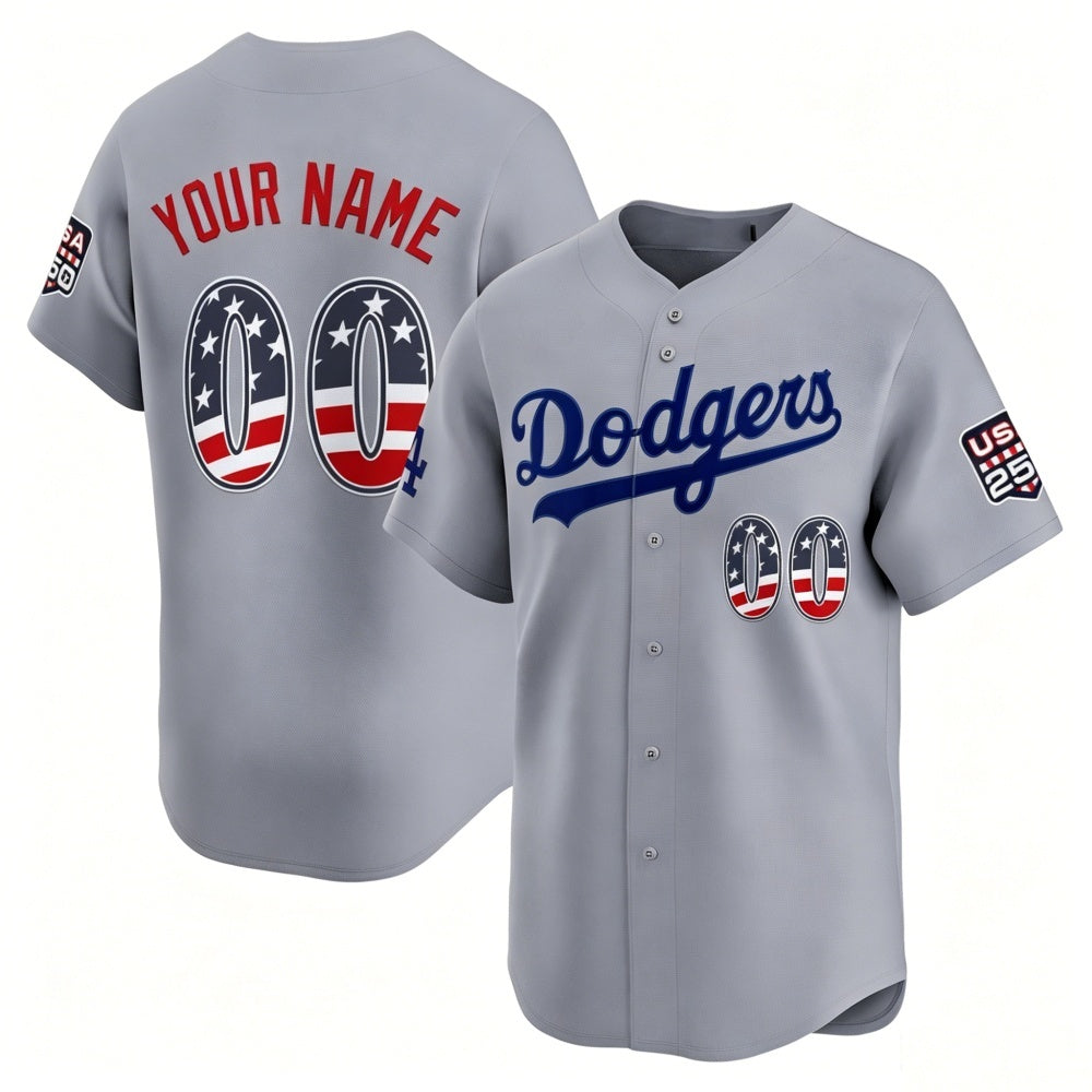 Custom Los Angeles Dodgers Gray MWATKINS USA 250 Fourth of July Limited Stitched Jersey