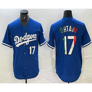 Los Angeles Dodgers #17 Shohei Ohtani Number Mexico Blue MWATKINS Cool Base Stitched Jersey 2