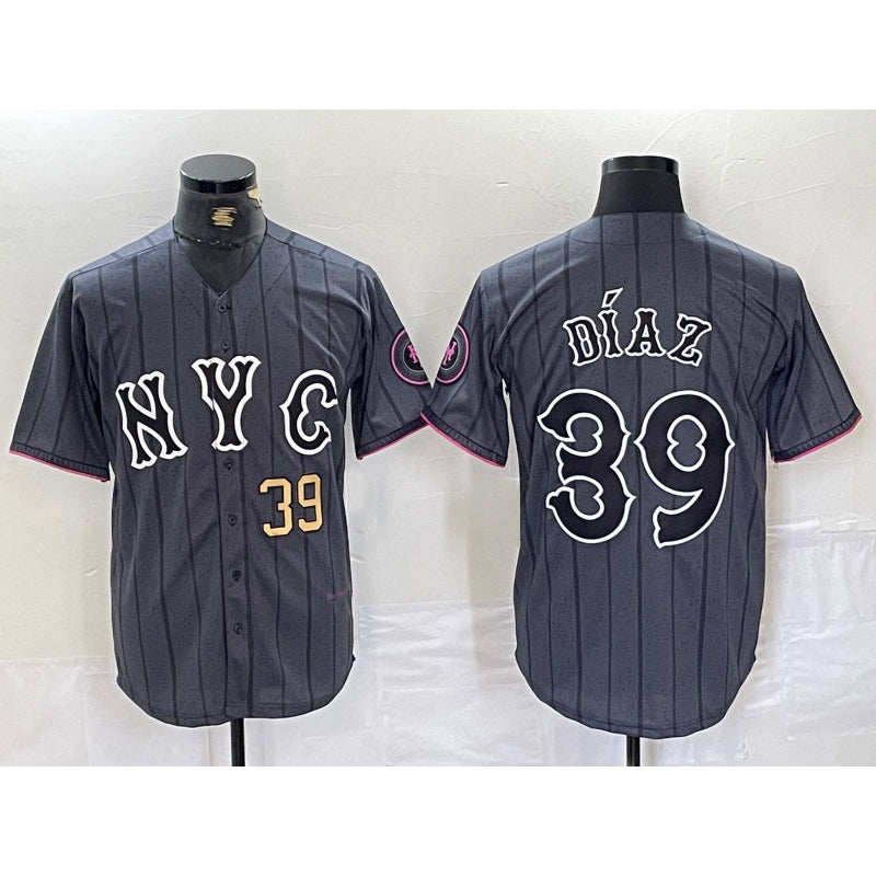 New York Mets #39 Edwin Diaz Gray MWATKINS 2024 City Connect Cool Base Jersey 3