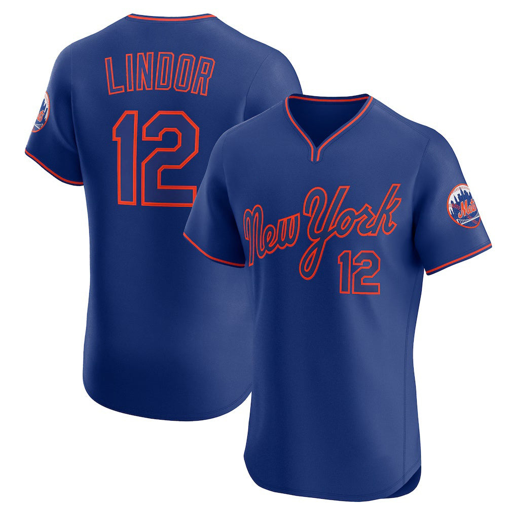 New York Mets #12 Francisco Lindor Royal MWATKINS Alternate 2 Elite Jersey