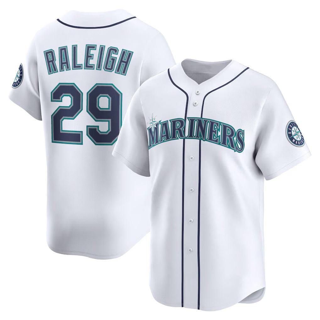 Seattle Mariners #29 Cal Raleigh White MWATKINS Home Limited Player Jersey