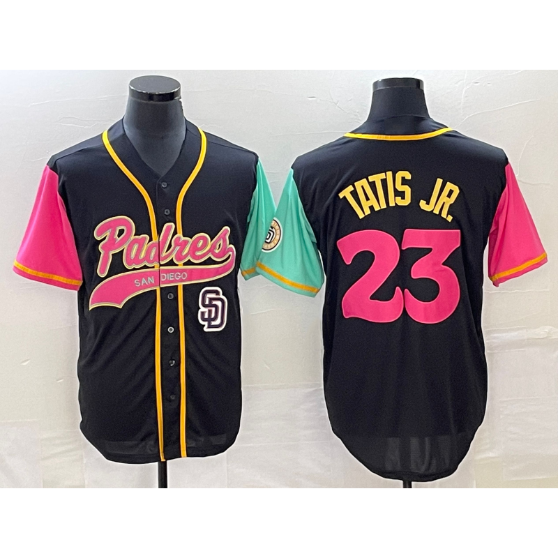 San Diego Padres #23 Fernando Tatis Jr Black MWATKINS NEW 2023 City Connect Cool Base Stitched Jersey