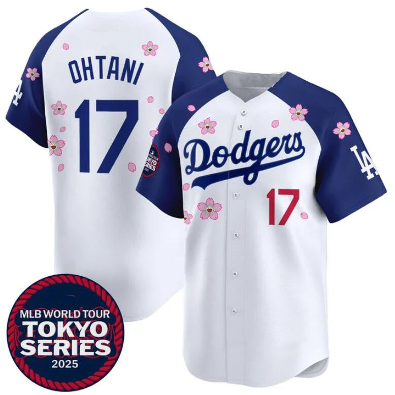 Los Angeles Dodgers #17 Shohei Ohtani White Royal MWATKINS 2025 Tokyo Series Limited Stitched Jersey