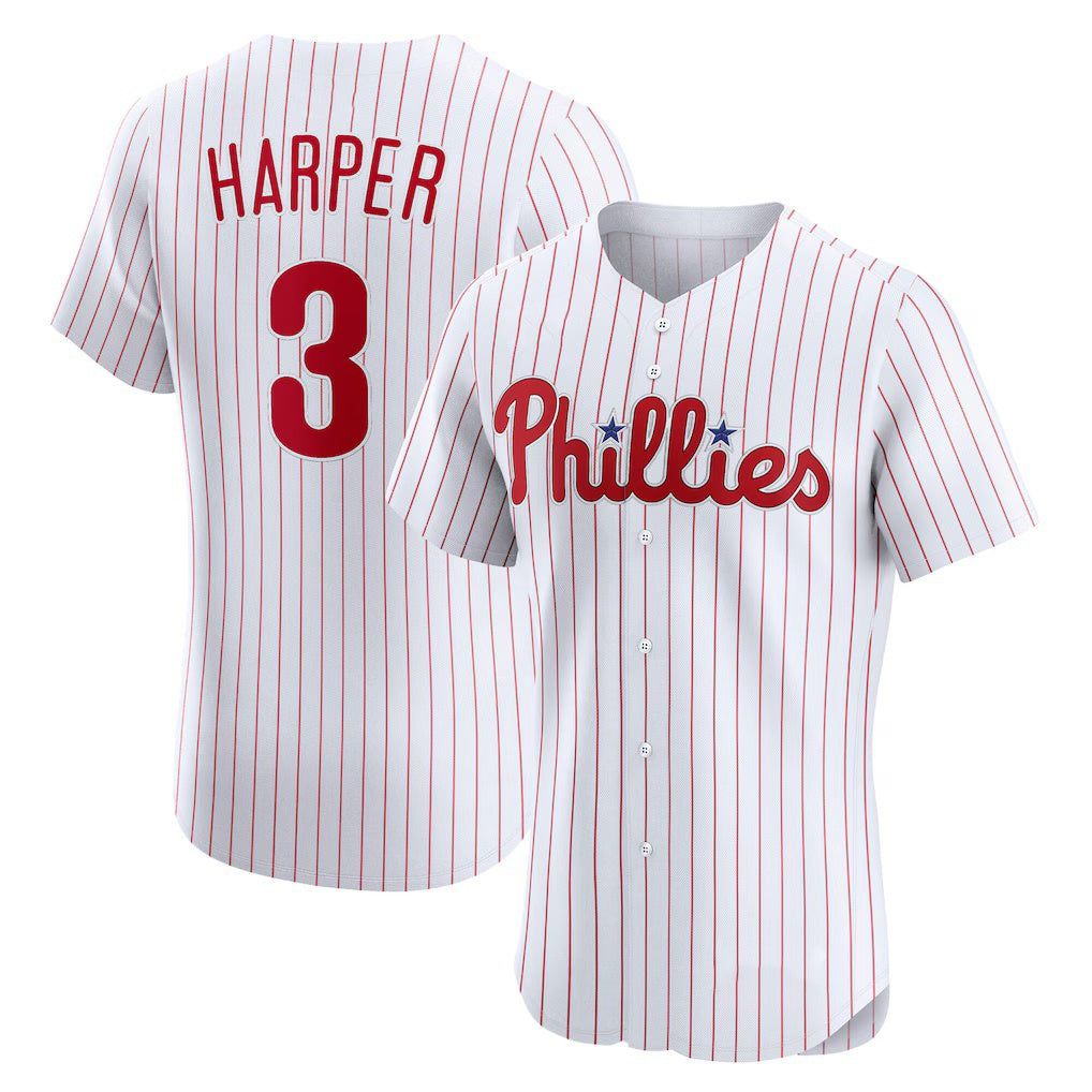 Philadelphia Phillies #3 Bryce Harper White MWATKINS Home Elite Jersey