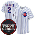 Chicago Cubs #2 Nico Hoerner White MWATKINS 2025 World Tour Tokyo Series Home Stitched Jersey