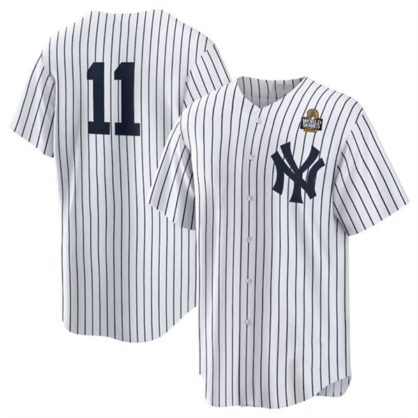 New York Yankees #11 Anthony Volpe White MWATKINS 2024 World Series Cool Base Stitched Jersey