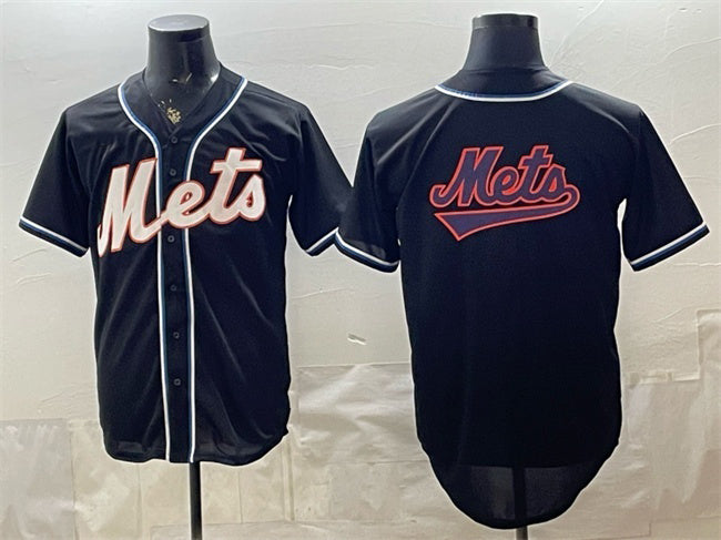 New York Mets Team Big Logo 2026 Fashion Replica Black MWATKINS Out Stitched Jersey
