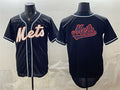 New York Mets Team Big Logo 2026 Fashion Replica Black MWATKINS Out Stitched Jersey