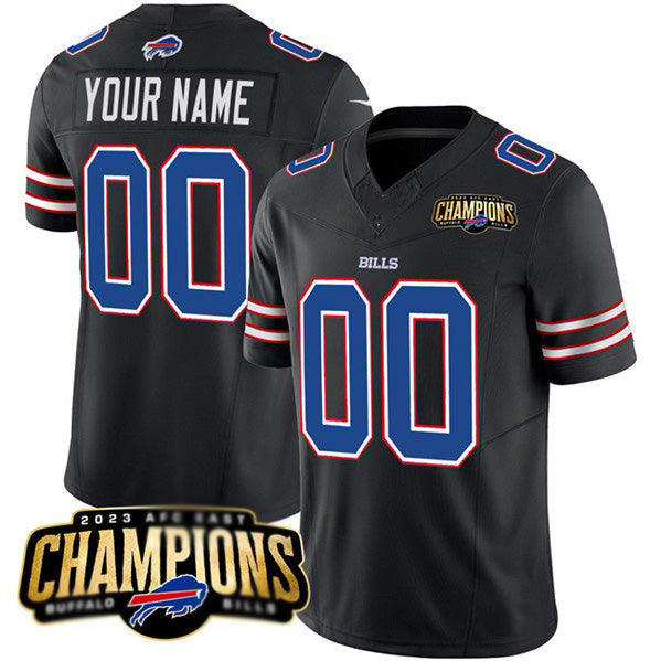 Custom B.Bills Active Player Black MWATKINS 2023 F.U.S.E. AFC East Champions Ptach Stitched Jersey