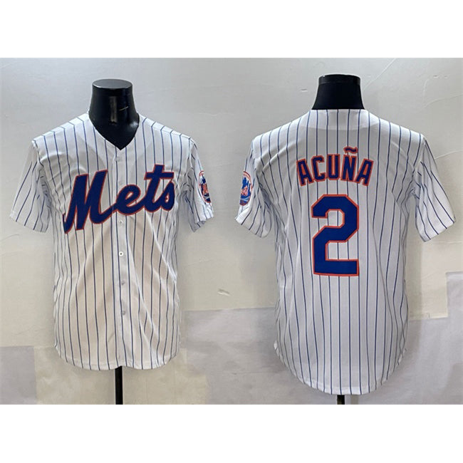 New York Mets #2 Luisangel Acuna White MWATKINS Cool Base Stitched Jersey