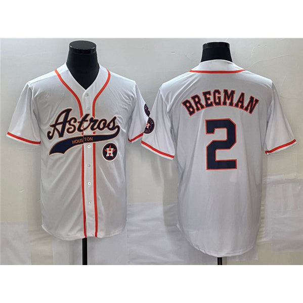 Houston Astros #2 Alex Bregman White MWATKINS With Patch Cool Base Stitched Jersey