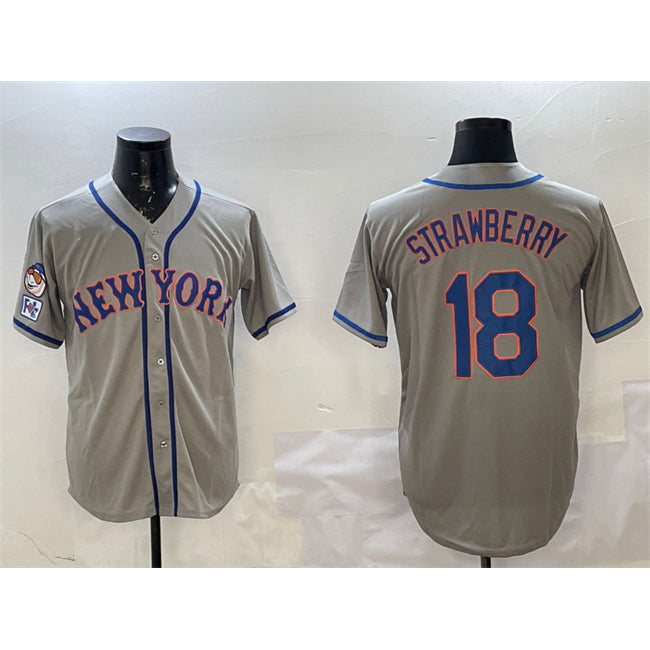 New York Mets #18 Darryl Strawberry Grey MWATKINS 2025 Spring Training Cool Base Stitched Jersey