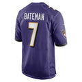B.Ravens #7 Rashod Bateman Purple MWATKINS Game Player Jersey