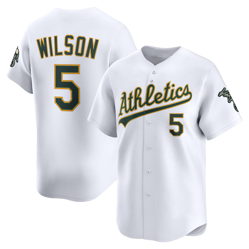 Oakland Athletics #5 Jacob Wilson White MWATKINS Home Limited Player Jersey