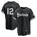 Chicago White Sox #12 Colson Montgomery Black MWATKINS City Connect Cool Base Stitched Jersey
