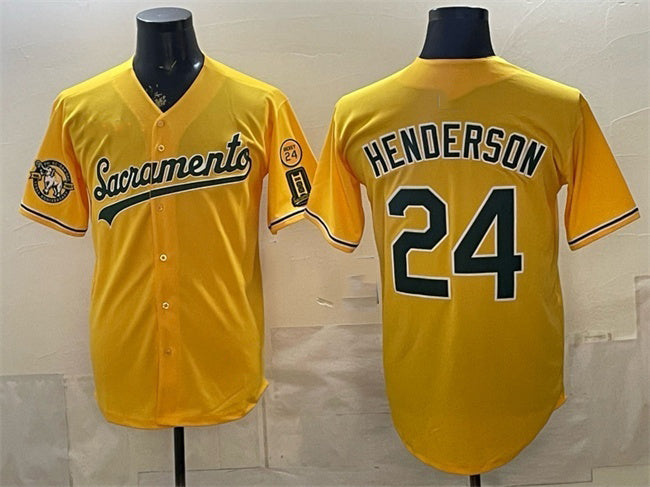 Oakland Athletics #24 Rickey Henderson 2026 Yellow MWATKINS Alternate Sacramento Celebrating 125 Years Vapor Limited Stitched Jersey